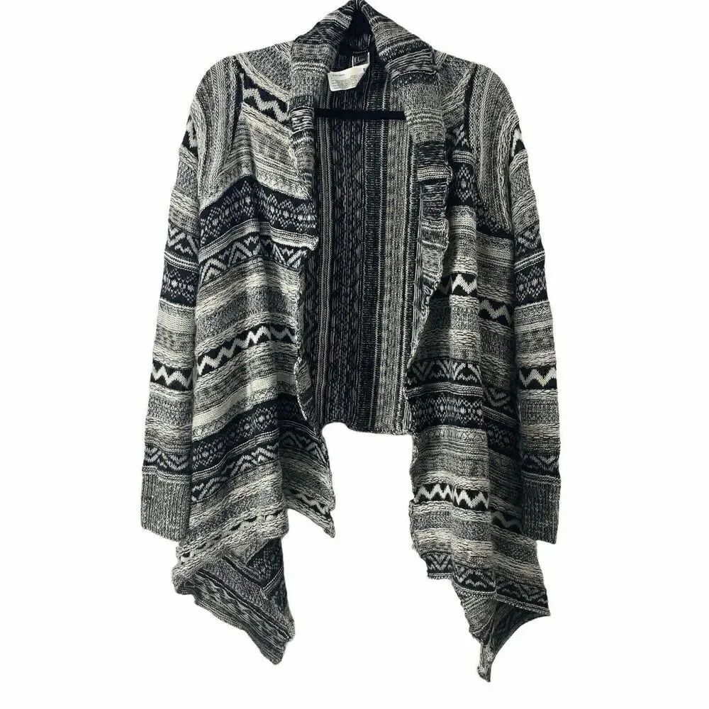 Gray Southwestern Waterfall Cardigan Sweater Small